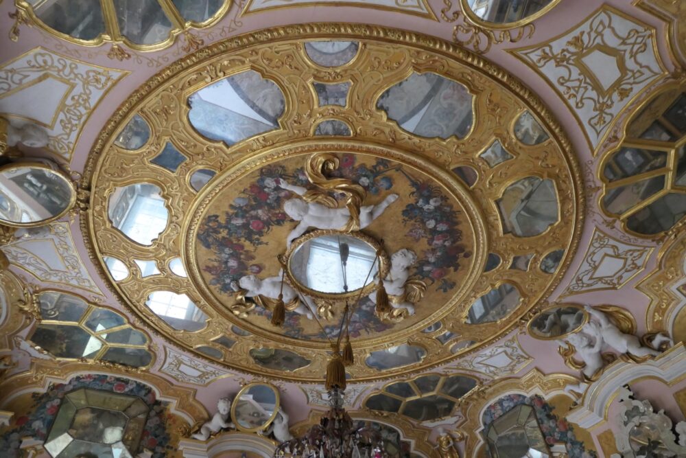 Ceiling of mirror room at Rastatt Favorite Palace.