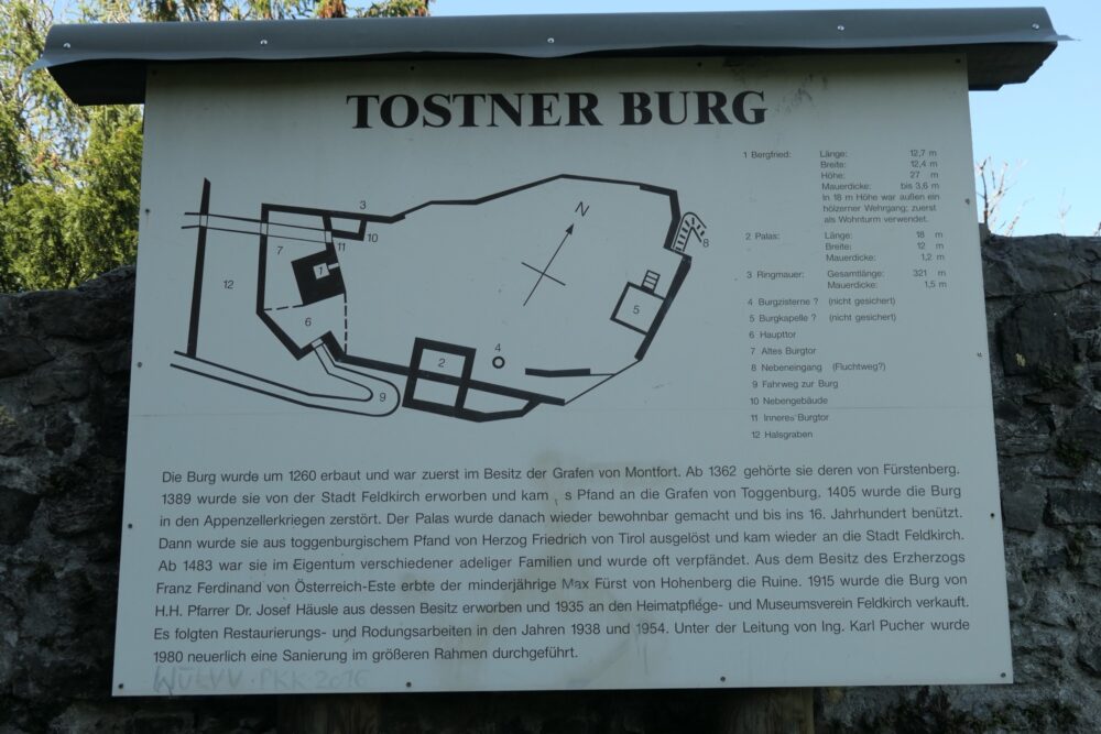 Map of the castle ruin in Feldkirch Tosters