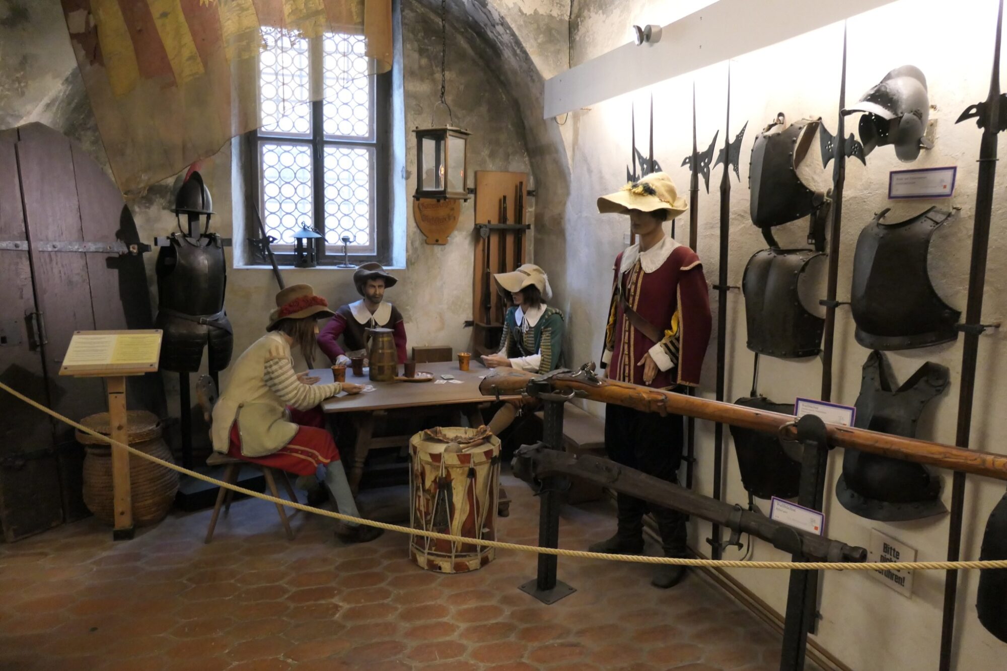 Medieval armors and fashion on display.