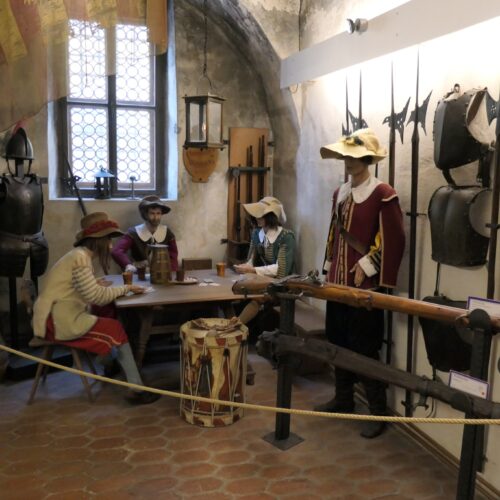Medieval armors and fashion on display.