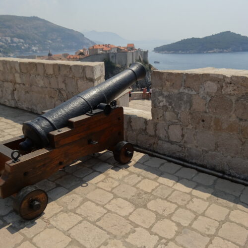 A decorative cannon at fort Cannon Lovrijenac