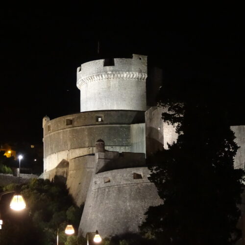 Dubrovnik City Walls At Night