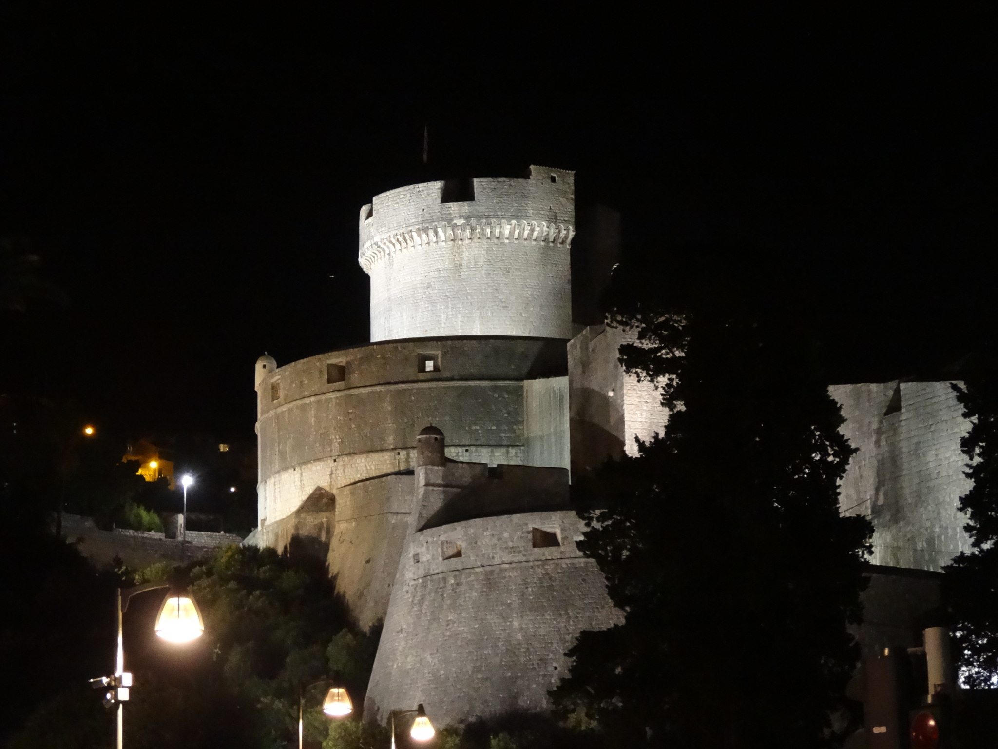 Dubrovnik City Walls At Night