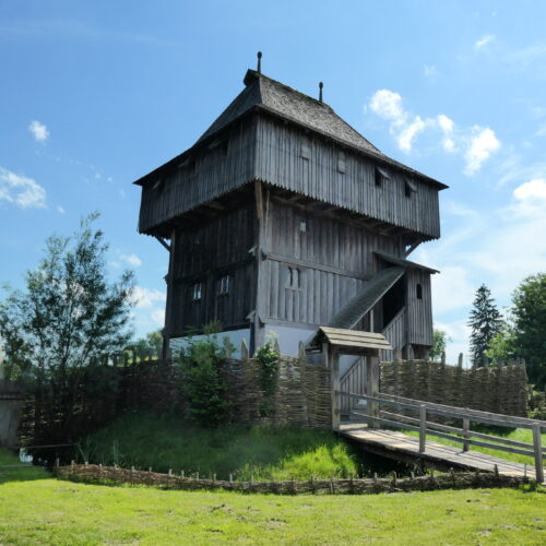 Keep of the timber castle in Kanzach.